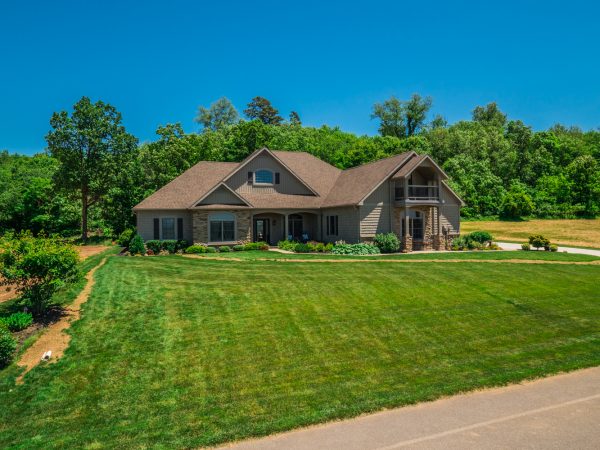 a house with a large lawn