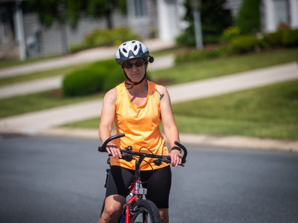 a person riding a bicycle