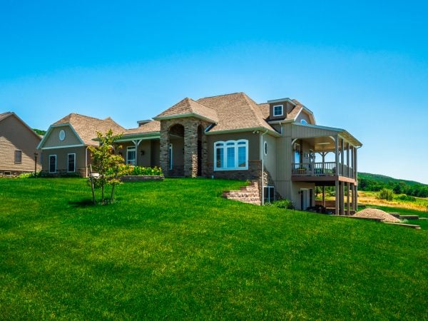 a house with a large lawn