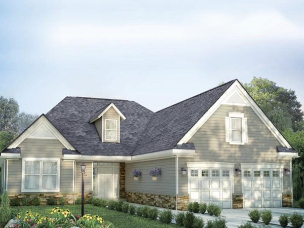a house with a large front yard