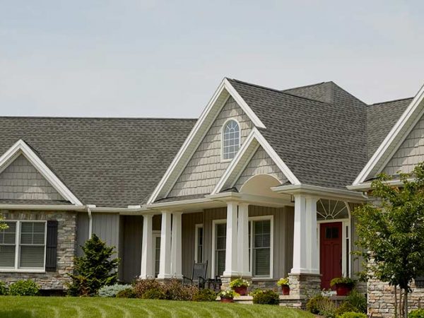 a house with a large front yard